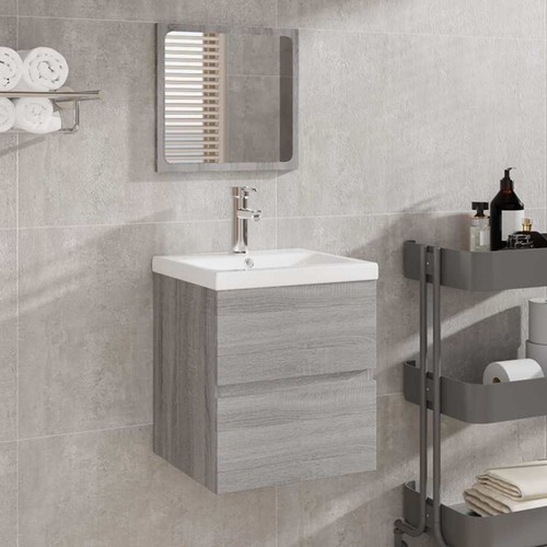 Badschrank mit spiegel grau - mit,